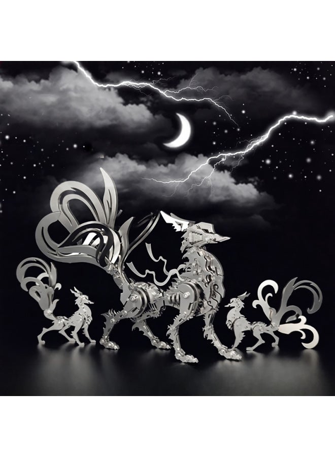 Steel Warcraft 3D Metal Jigsaw Puzzle Assembled Model Stall Adult Children Handmade DIY Gift Educational Toys-Color:【Little Nine-tailed Fox】 Diy/Finished Product Please Note - Image 2